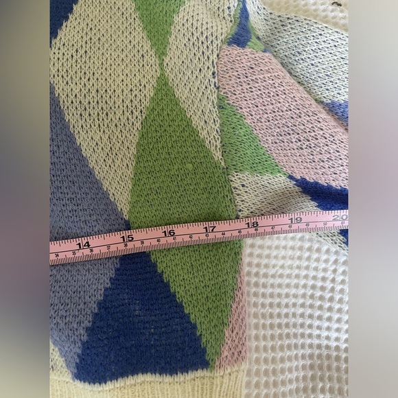Noisy may Geometric funky Patterned Cardigan in Cream, Blue, Green, and Pink XS - Picture 6 of 10